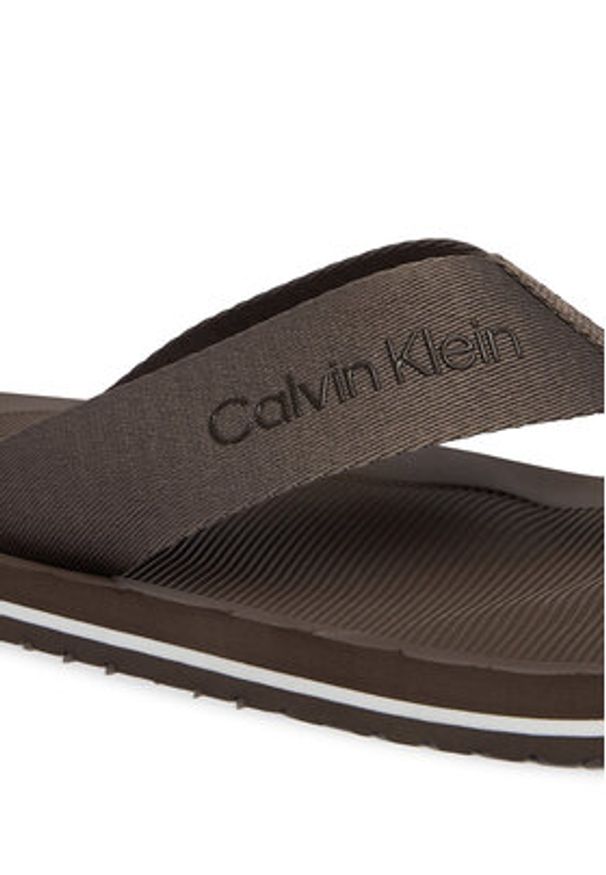 Calvin Klein Japonki Logo Webbing Strap HM0HM02106 Brązowy. Kolor: brązowy. Materiał: materiał
