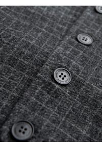 Ombre Clothing - Elegancka kamizelka męska w kratkę z klapami – czarna V3 - Rozmiar: L. Kolor: czarny. Materiał: poliester, materiał. Wzór: kratka. Styl: elegancki #5