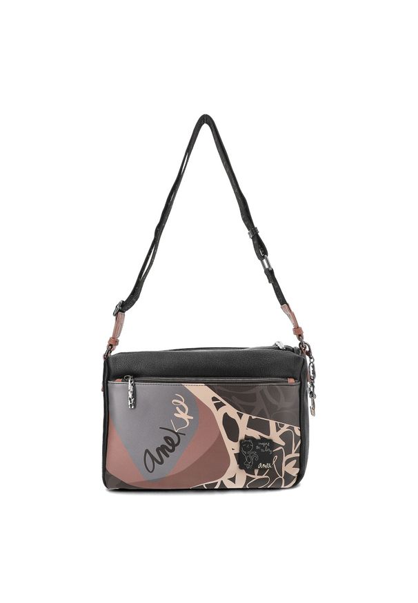 Brązowa Torebka Anekke Elegancka Listonoszka Damska. Kolor: brązowy. Wzór: nadruk. Materiał: skórzane. Styl: elegancki