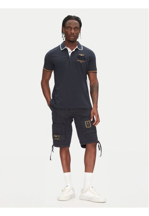 Aeronautica Militare Polo 251PO1859P191 Granatowy Regular Fit. Typ kołnierza: polo. Kolor: niebieski. Materiał: bawełna