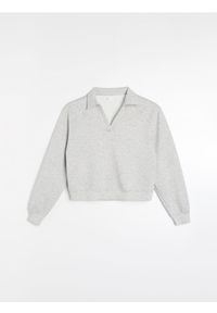 Sinsay - Bluza polo z domieszką wiskozy soft touch - szary. Typ kołnierza: polo. Kolor: szary. Materiał: wiskoza #1