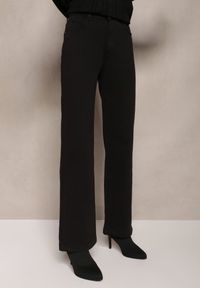 Renee - Czarne Szerokie Spodnie High Waist Inthini. Stan: podwyższony. Kolor: czarny. Styl: elegancki #3