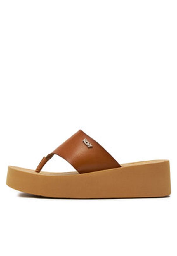 Roxy Japonki ARJL101150 Brązowy. Kolor: brązowy. Materiał: skóra