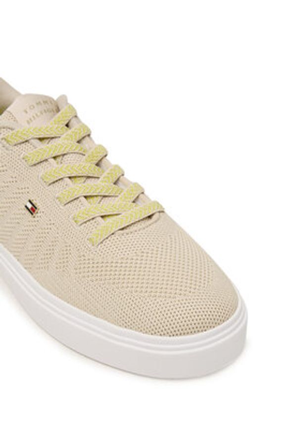 TOMMY HILFIGER - Tommy Hilfiger Sneakersy Knit Cupsole FW0FW09289 Beżowy. Kolor: beżowy. Materiał: materiał