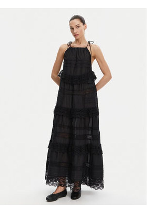 Munthe Sukienka letnia Fuenta 251132225128 Czarny Loose Fit. Kolor: czarny. Materiał: bawełna. Sezon: lato