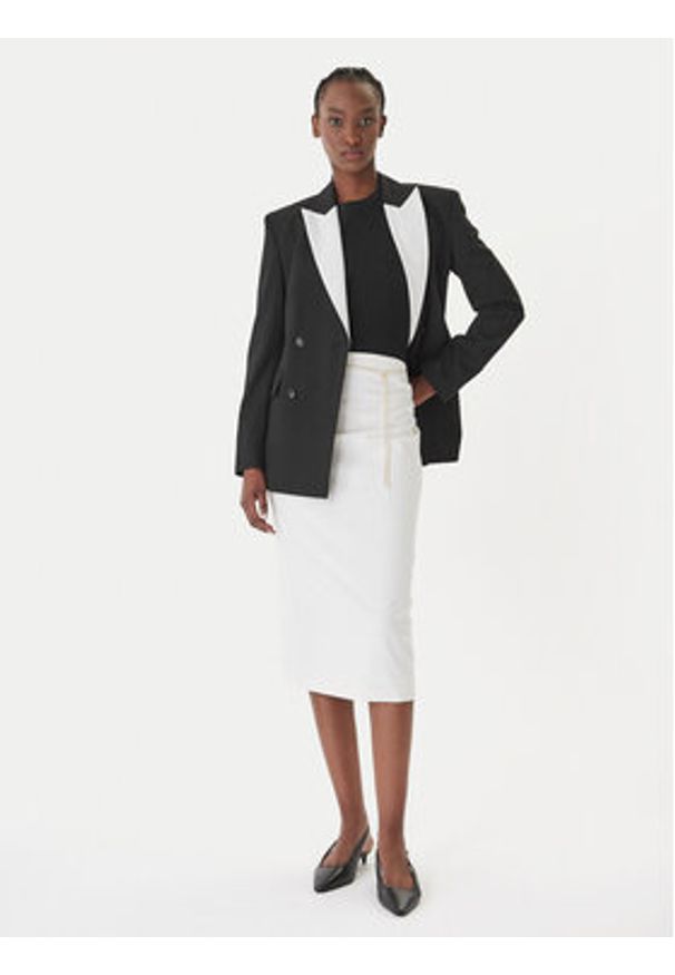 Hugo - HUGO Spódnica ołówkowa Ratsa 50558168 Écru Slim Fit. Kolor: kremowy. Materiał: syntetyk