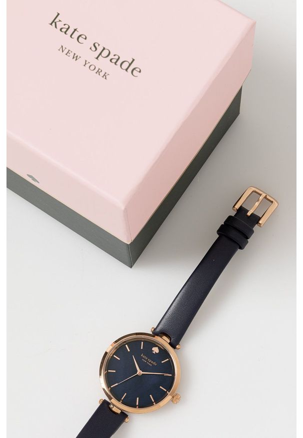 Kate Spade - Zegarek. Kolor: niebieski. Materiał: skóra, materiał