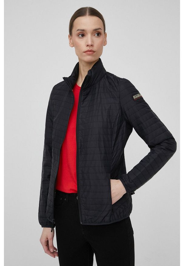 Napapijri kurtka damska kolor czarny przejściowa. Okazja: na co dzień. Kolor: czarny. Materiał: materiał. Styl: casual