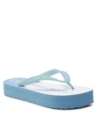Calvin Klein Jeans Japonki Beach Sandal Flatform Monologo YW0YW01617 Błękitny. Kolor: niebieski