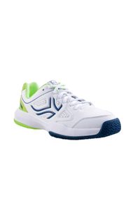ARTENGO - Buty tenis TS530 dla dzieci sznurowane. Kolor: biały. Materiał: kauczuk, tkanina, mesh. Szerokość cholewki: szeroka. Sport: tenis