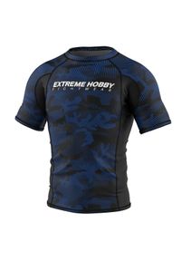 Koszulka Męska na siłownię rashguard MMA EXTREME HOBBY HAVOC. Kolor: niebieski. Materiał: elastan, poliester. Długość rękawa: krótki rękaw. Długość: krótkie. Sport: fitness