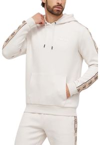 Guess - GUESS Beżowa męska bluza z lampasami Mickey, Rozmiar XXL. Okazja: na co dzień. Kolor: beżowy. Materiał: materiał, poliester, bawełna. Styl: elegancki, casual, sportowy #3