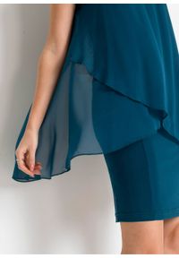 Sukienka z dżerseju i szyfonu bonprix ciemna zieleń morska. Kolor: niebieski. Materiał: szyfon, jersey. Styl: elegancki #5