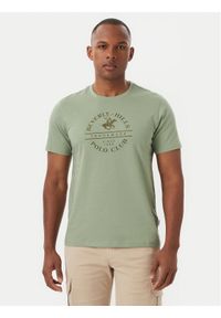 Beverly Hills Polo Club T-Shirt M1369 Zielony Regular Fit. Typ kołnierza: polo. Kolor: zielony. Materiał: bawełna #1