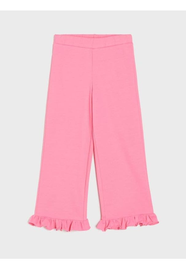 Sinsay - Spodnie wide leg - różowy. Kolor: różowy