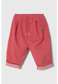 United Colors of Benetton spodnie niemowlęce kolor różowy gładkie. Okazja: na co dzień. Kolor: różowy. Materiał: materiał. Wzór: gładki. Styl: casual #1