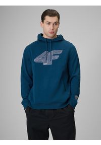 4f - 4F Bluza dresowa regular z kapturem męska - turkusowa 3XL. Okazja: na co dzień, na spacer. Typ kołnierza: kaptur. Kolor: turkusowy. Materiał: dresówka. Styl: casual, sportowy #1