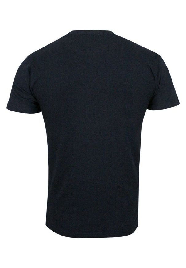 Granatowy T-shirt Męski, Krótki Rękaw -Just Yuppi- Koszulka, BASIC, Jednokolorowa, U-Neck. Okazja: na co dzień. Kolor: niebieski. Materiał: bawełna, elastan. Długość rękawa: krótki rękaw. Długość: krótkie. Styl: casual