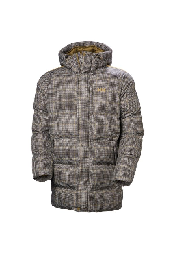 Długa kurtka z kapturem Helly Hansen Alby. Typ kołnierza: kaptur. Kolor: beżowy, wielokolorowy, brązowy. Materiał: puch. Długość: długie. Styl: elegancki