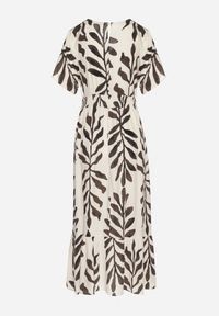 Born2be - Czarna Sukienka z Wiskozy Ozdobiona Liśćmi Erisola. Okazja: na co dzień. Typ kołnierza: dekolt w kształcie V. Kolor: czarny. Materiał: wiskoza. Wzór: aplikacja. Styl: elegancki, casual #3