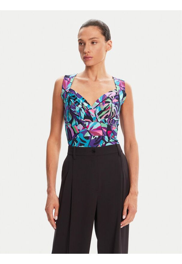 Morgan Bluzka 251-DCOLO Kolorowy Slim Fit. Materiał: syntetyk. Wzór: kolorowy