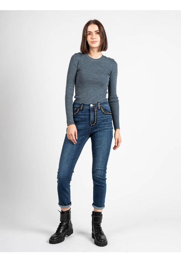 Pinko Jeansy "Susan 21". Materiał: jeans. Wzór: aplikacja