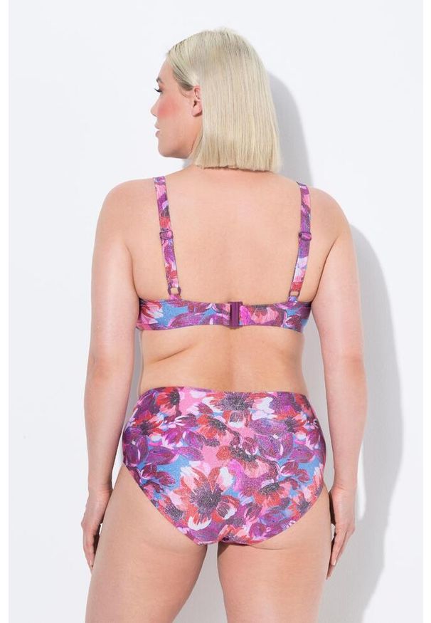 ULLA POPKEN - Damskie Bikini brokat miękkie miseczki regulowane ramiączka z recyklingu. Kolekcja: plus size. Kolor: różowy