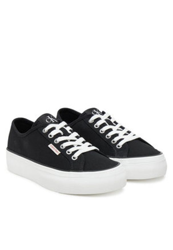 Calvin Klein Jeans Tenisówki Vulc Flatform Ctn Logo Tag YW0YW01838 Czarny. Kolor: czarny. Materiał: materiał