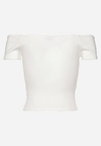 Born2be - Biały T-shirt o Krótkim Fasonie z Hiszpańskim Dekoltem z Bawełny Irmalema. Kolor: biały. Materiał: bawełna. Długość: krótkie. Sezon: lato #7