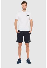EA7 Emporio Armani - EA7 Biały męski t-shirt z naszywką z logo, Rozmiar XL. Kolor: biały. Wzór: aplikacja #3