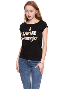 Wrangler - WRANGLER T SHIRT DAMSKI I LOVE TEE BLACK W700LEA01. Okazja: na co dzień. Wzór: nadruk. Styl: casual #8