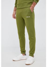 Save The Duck Spodnie kolor beżowy gładkie. Kolor: zielony. Materiał: dzianina. Wzór: gładki #6
