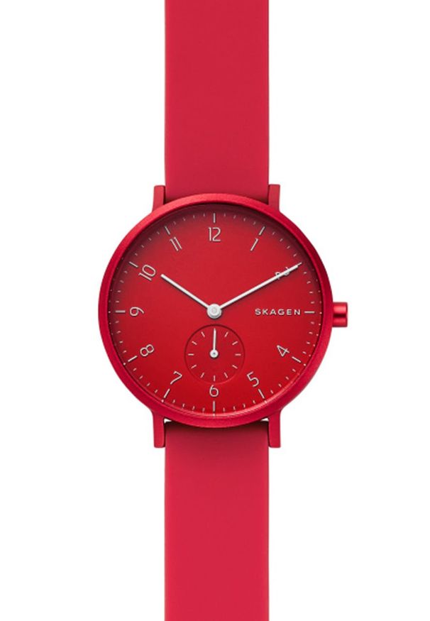 Skagen - Zegarek SKW2765. Kolor: czerwony. Materiał: syntetyk, tworzywo sztuczne, materiał