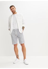 bonprix - Bermudy z przewiewnej mieszanki lnu, regular fit. Kolor: niebieski. Materiał: len. Wzór: paski #3