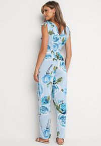 Born2be - Jasnoniebieski Taliowany Kombinezon w Kwiaty z Długimi Nogawkami Renivia. Okazja: na co dzień. Kolor: niebieski. Długość: długie. Wzór: kwiaty. Styl: casual, street #5