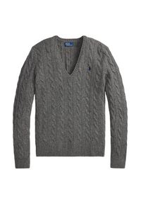 Polo Ralph Lauren Sweter 211971866500 Szary Slim Fit. Typ kołnierza: polo. Kolor: szary. Materiał: wełna #5