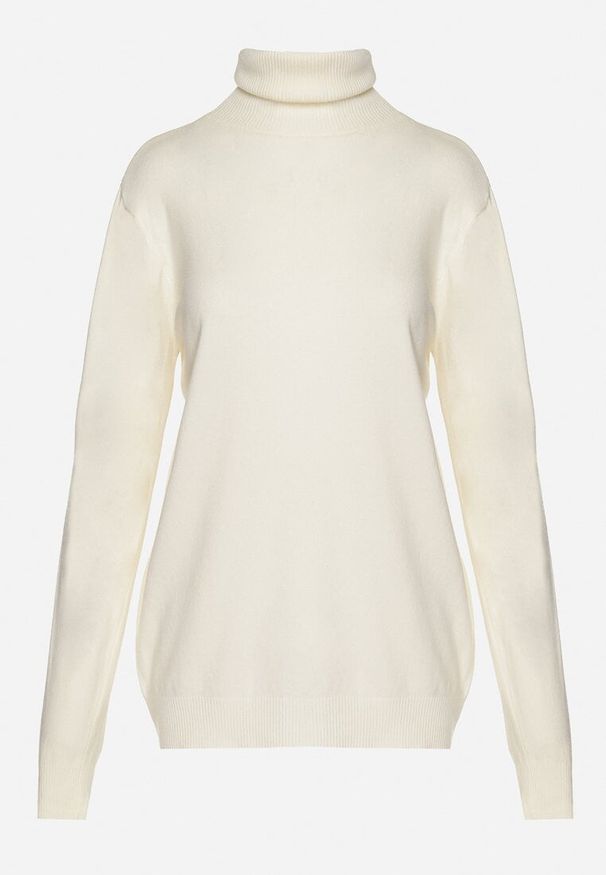 Born2be - Jasnobeżowy Golf z Wiskozą i Długim Rękawem Lerithel. Okazja: do pracy, na spotkanie biznesowe. Typ kołnierza: golf. Kolor: beżowy. Materiał: wiskoza. Długość rękawa: długi rękaw. Długość: długie. Styl: klasyczny, biznesowy