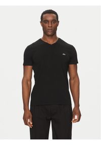 Lacoste T-Shirt TH6710 Czarny Regular Fit. Kolor: czarny. Materiał: bawełna