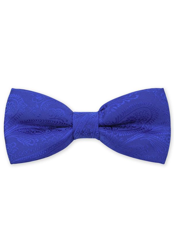 Modini - Niebieska mucha we wzór paisley C2. Kolor: niebieski. Materiał: poliester, tkanina. Wzór: paisley. Styl: elegancki