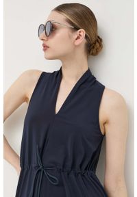 Max Mara Leisure sukienka kolor granatowy maxi rozkloszowana. Kolor: niebieski. Materiał: dzianina. Długość: maxi #3