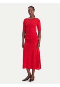 TOMMY HILFIGER - Tommy Hilfiger Sukienka koktajlowa Festive WW0WW47872 Czerwony Slim Fit. Kolor: czerwony. Materiał: wiskoza. Styl: wizytowy #1