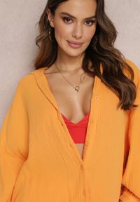 Renee - Pomarańczowa Bawełniana Koszula Oversize z Przedłużonym Tyłem Gelacia. Kolor: pomarańczowy. Materiał: bawełna. Sezon: wiosna, lato #3