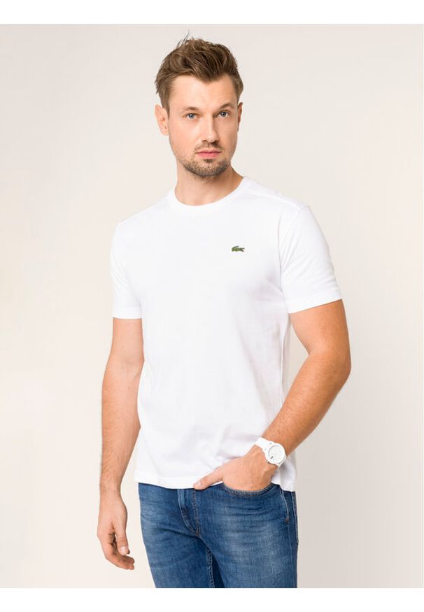 Lacoste T-Shirt TH7618 Biały Regular Fit. Kolor: biały. Materiał: bawełna