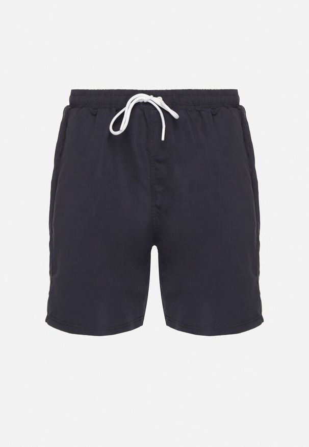 Born2be - Granatowe Gładkie Szorty Bermudy z Kieszeniami Uliritia. Okazja: na co dzień. Kolor: niebieski. Materiał: len. Wzór: gładki. Sezon: lato, wiosna. Styl: casual