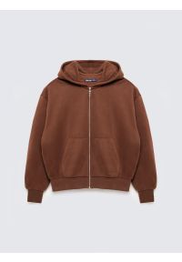 Big-Star - Bluza damska rozpinana z kapturem brązowa Marta 804. Typ kołnierza: kaptur. Kolor: brązowy. Materiał: dzianina, materiał. Wzór: haft #6