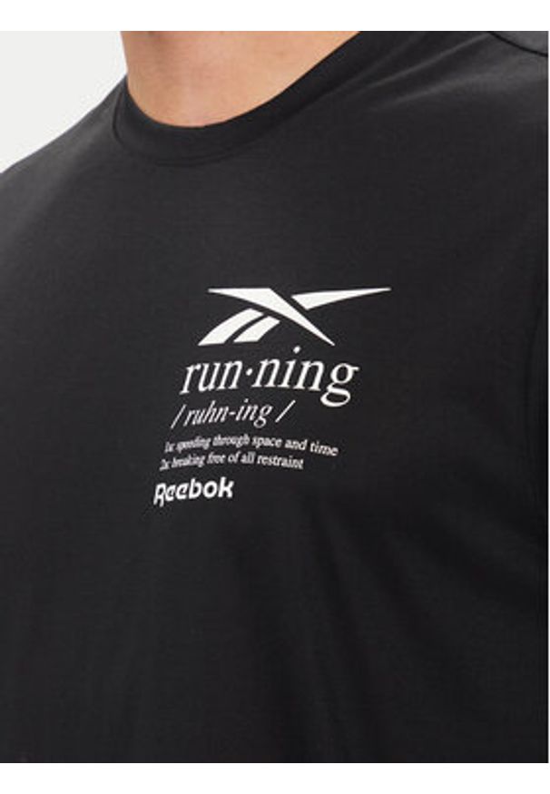 Reebok T-Shirt Run Graphic 100075314 Czarny Relaxed Fit. Kolor: czarny. Materiał: syntetyk
