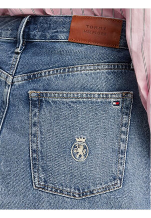 TOMMY HILFIGER - Tommy Hilfiger Spódnica jeansowa TH Crest Embroidery WW0WW50623 Niebieski Regular Fit. Kolor: niebieski. Materiał: bawełna