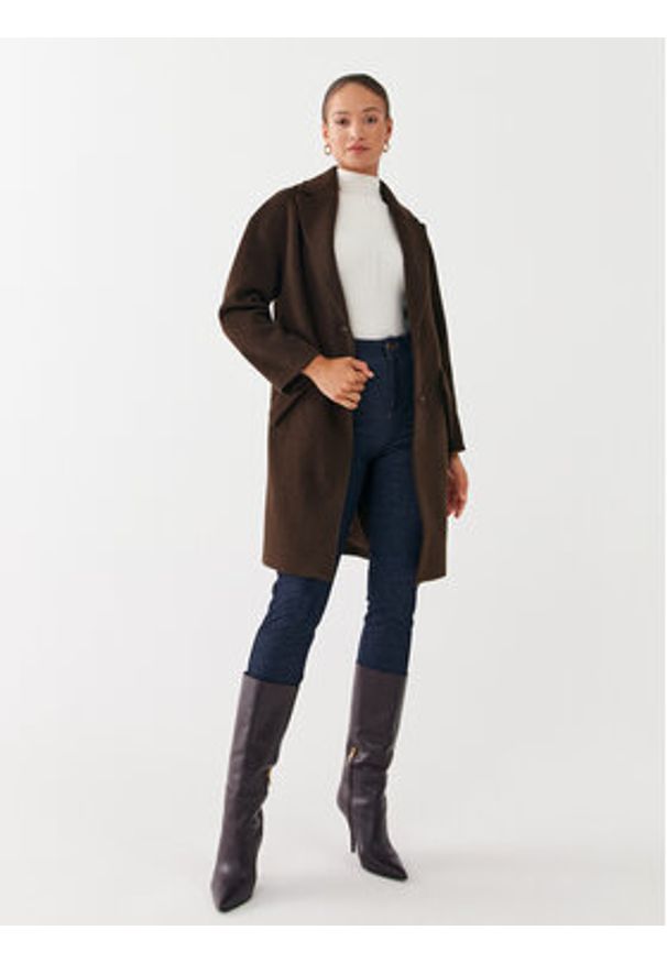 Guess Płaszcz wełniany Elly W2BL0H WEWU0 Brązowy Relaxed Fit. Kolor: brązowy. Materiał: wełna, syntetyk