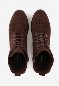 Born2be - Brązowe Botki Trzewiki VICES z Ażurową Cholewką Bissen. Okazja: na co dzień, do pracy, na spotkanie biznesowe. Kolor: brązowy. Materiał: dzianina, materiał, jeans. Szerokość cholewki: normalna. Wzór: ażurowy. Styl: casual, biznesowy, elegancki #2