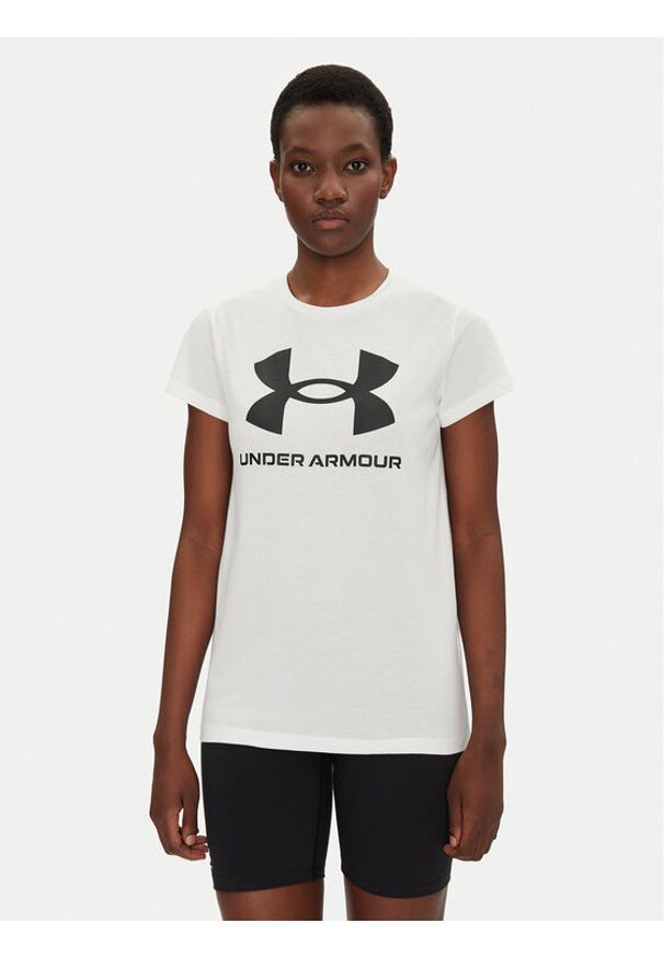 Under Armour T-Shirt Rival Logo SS 1356305 Biały Regular Fit. Kolor: biały. Materiał: syntetyk